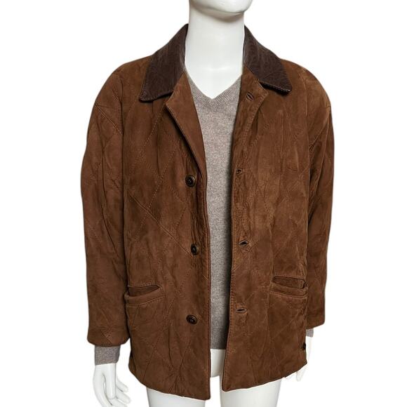 Botticelli Suede 100% PELLE Leather Jacket Size 46 Made in Italy Buttons Closure - Picture 5 of 14